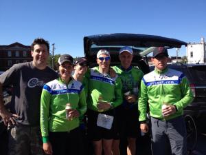 Bruce, Anna, Jen, Murphy, Marty and Rood enjoying post race "refreshments."