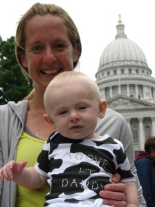Team Walsh (note Morgan sporting the cheesehead-style onesie!)